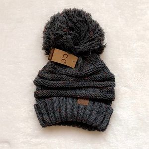 C.C Pom Pom Over Sized Slouchy Beanie Melange Gray